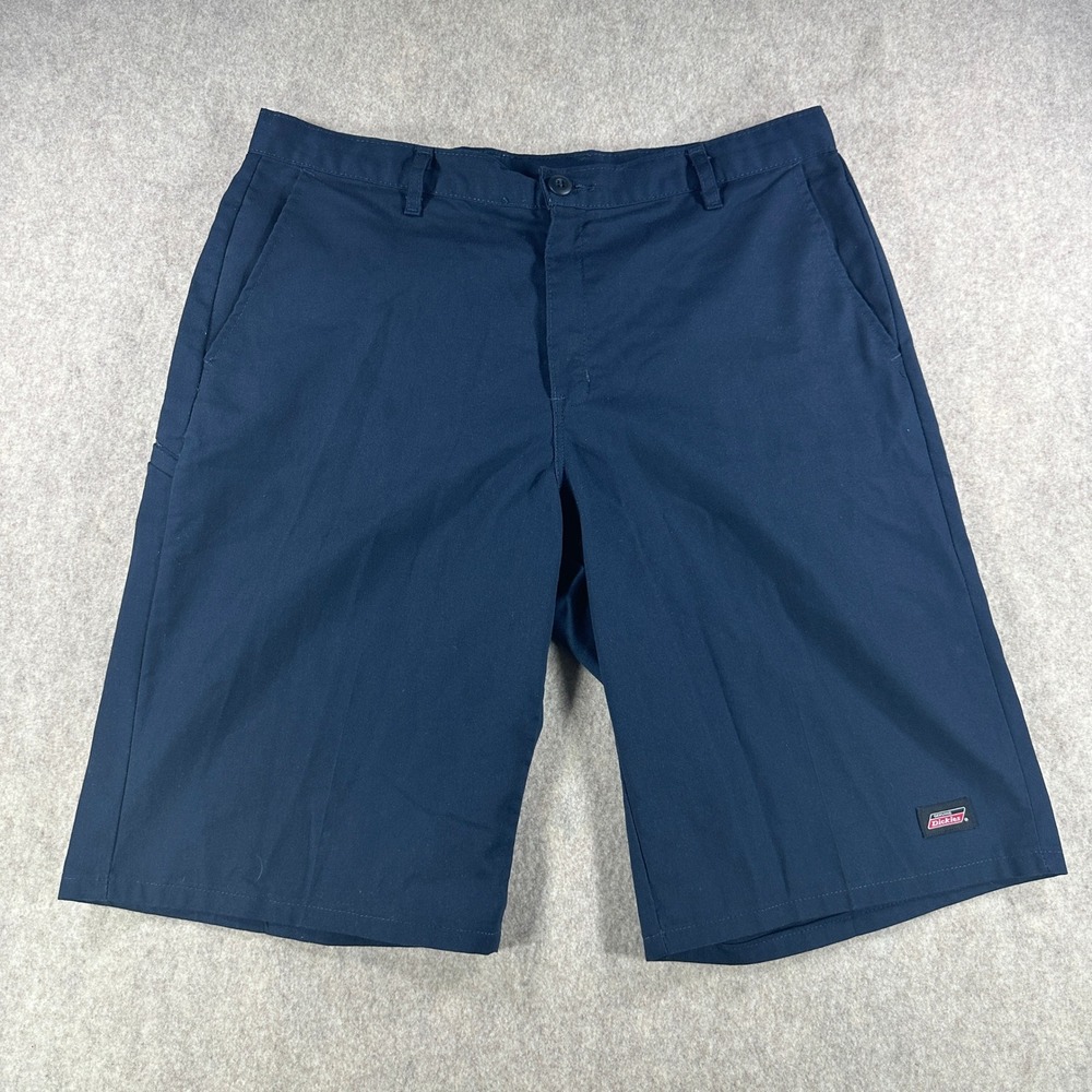 Genuine Dickies Mens Navy Work Shorts Flat Front Utility Waist 36 13 Inseam